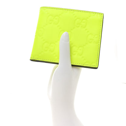 Gucci Rubber Effect GG Embossed Bi-Fold Wallet Fluorescent Yellow 2 of 6