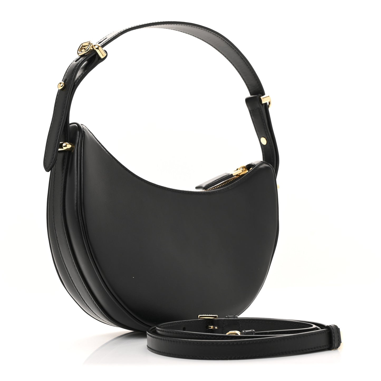 Soft Calfskin Arque Shoulder Bag Black