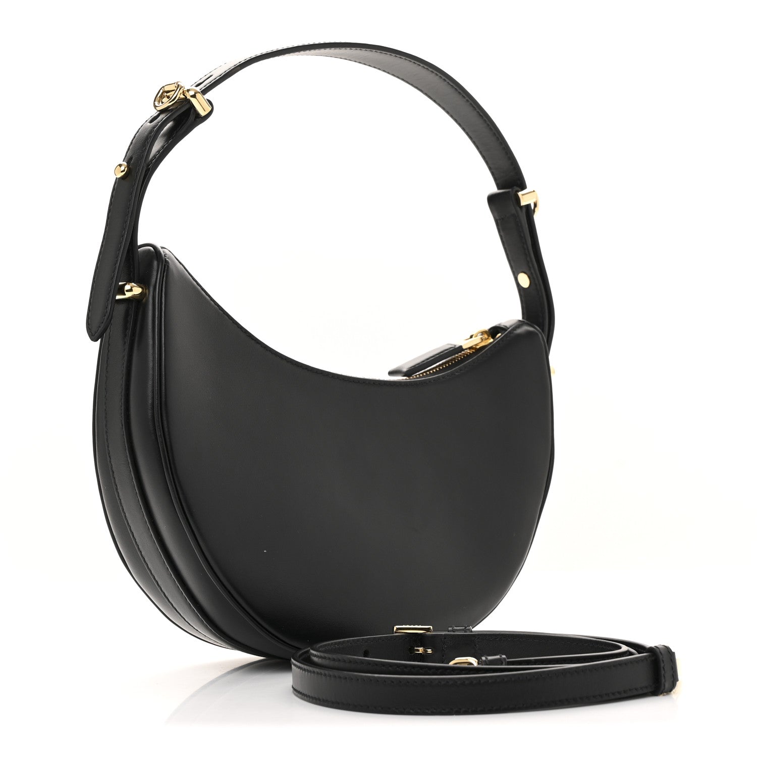 Prada Soft Calfskin Arque Shoulder Bag Black 3 of 12