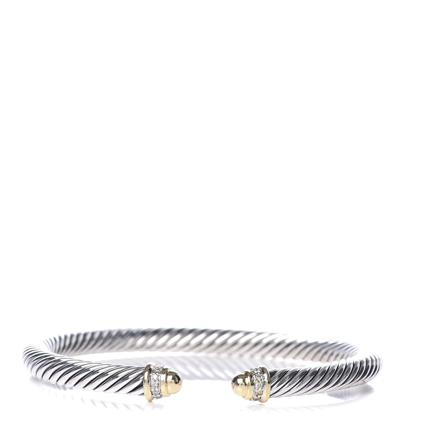 Sterling Silver 18K Yellow Gold Diamond 5mm Cable Classics Bracelet