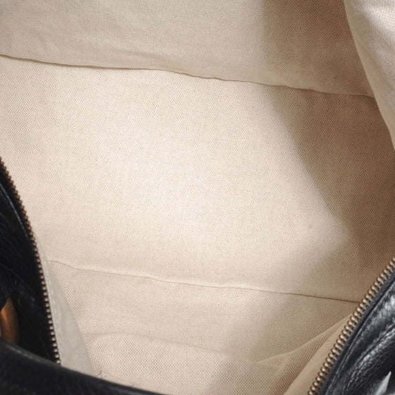 Leather Twill Top Handle Satchel Black