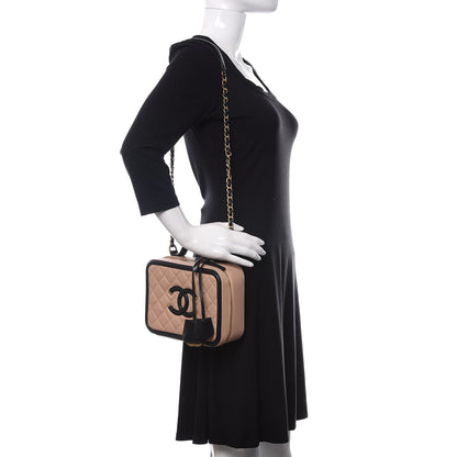Chanel Caviar Quilted Medium CC Filigree Vanity Case Beige Black 2 of 14