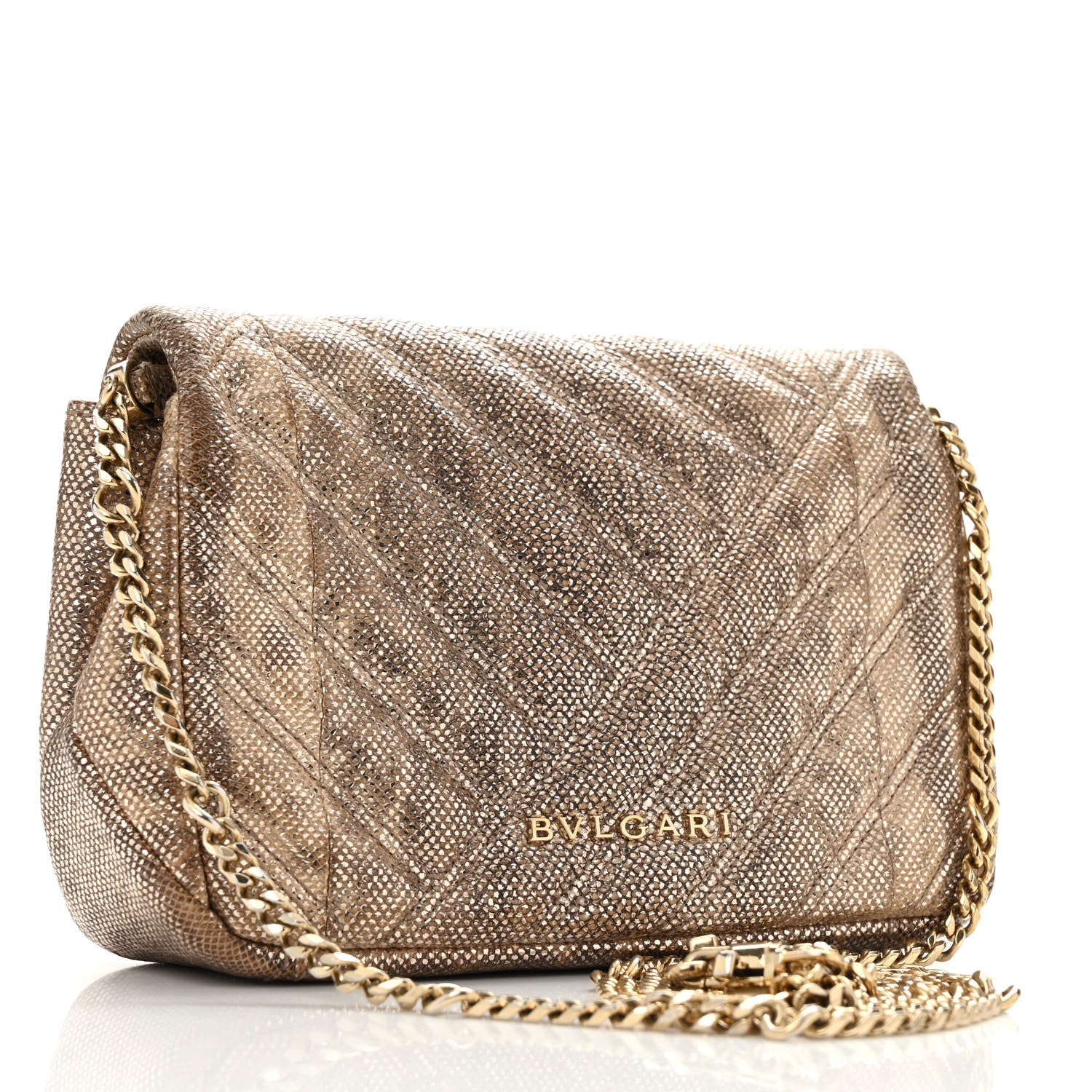 Bulgari Metallic Karung Matelasse Mini Serpenti Cabochon Crossbody Gold 3 of 13