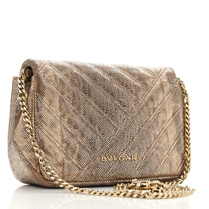 Bulgari Metallic Karung Matelasse Mini Serpenti Cabochon Crossbody Gold 3 of 13