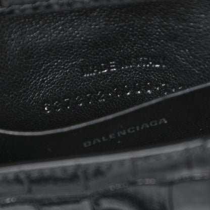 Balenciaga Shiny Calfskin Monochrome Crocodile Embossed Hourglass Top Handle Bag Mini Black 6 of 10