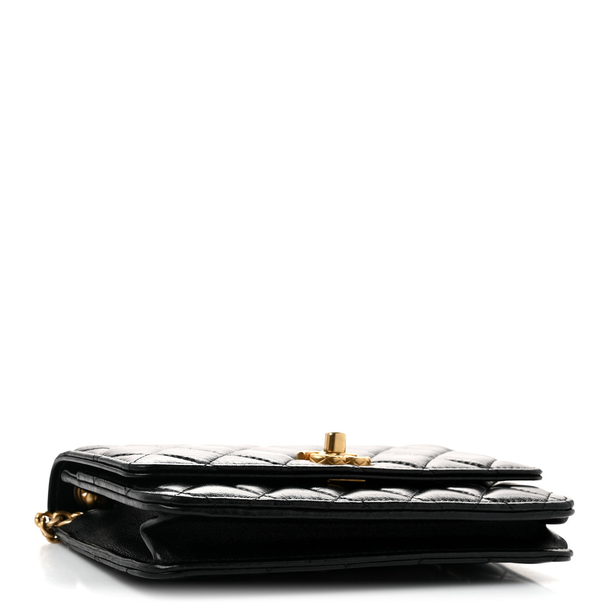 Lambskin Quilted Pillow Crush Wallet On Chain WOC Black