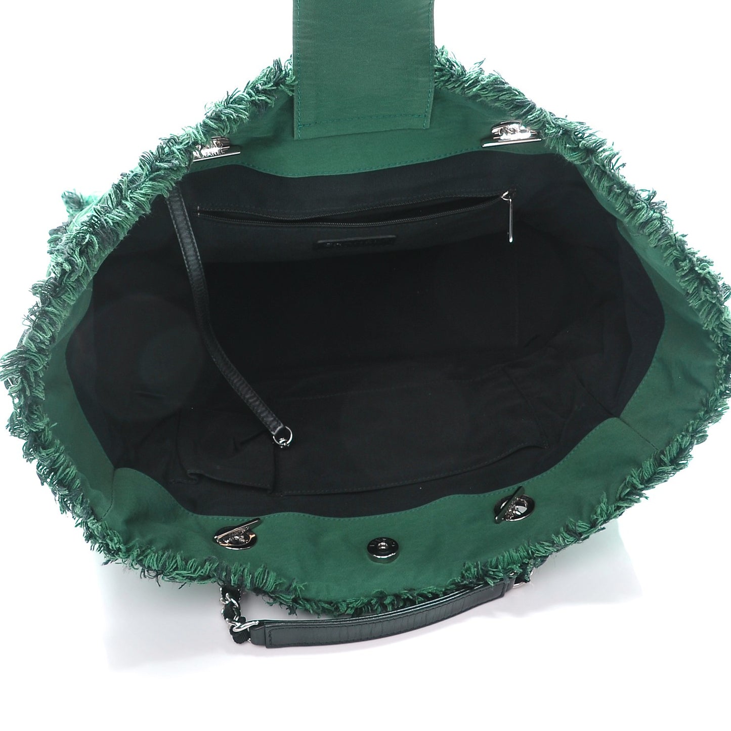 Canvas Stitched Tweed Large Tote Green