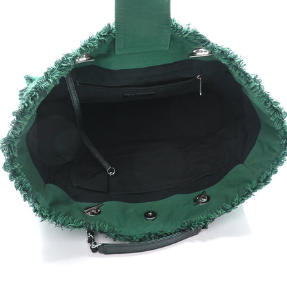 Chanel Canvas Stitched Tweed Large Tote Green 5 of 7
