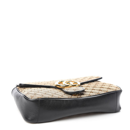 Gucci Monogram Azalea Calfskin Matelasse Diagonal Medium GG Marmont Shoulder Bag Beige Ebony Black 3 of 9