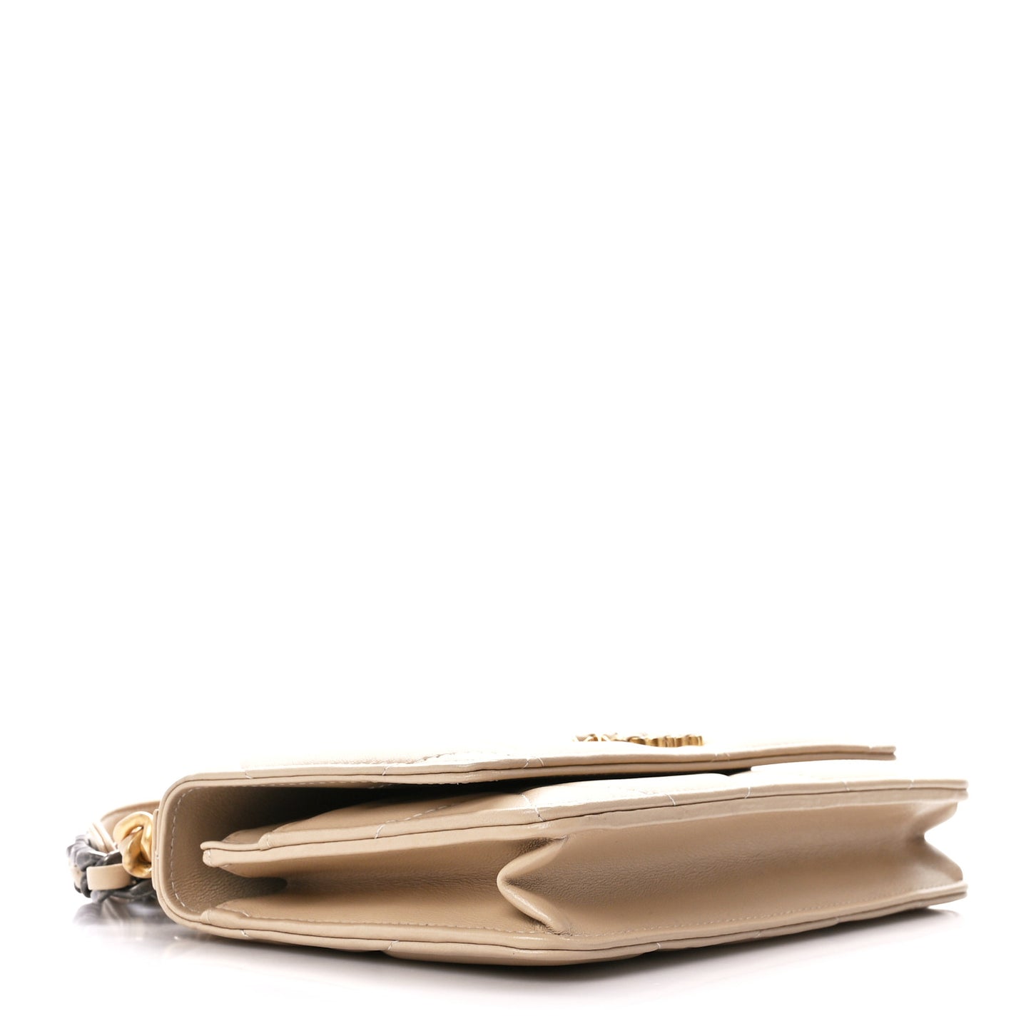 Lambskin Quilted Chanel 19 Wallet On Chain WOC Beige