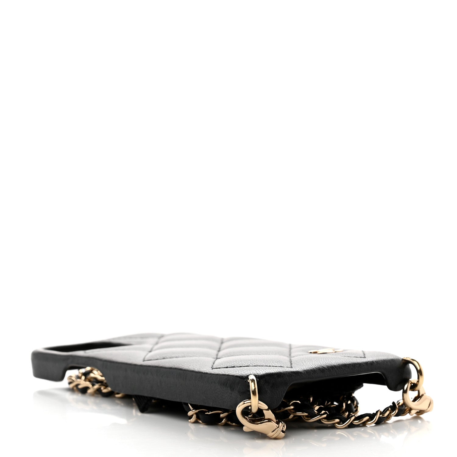 Chanel Lambskin Quilted Camellia Bow iPhone XII Pro Holder With Chain Black 3 of 7