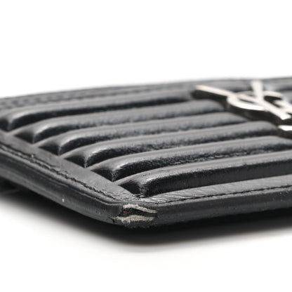 Saint Laurent Ribbed Calfskin Opium Monogram Credit Card Case Black 9 of 10