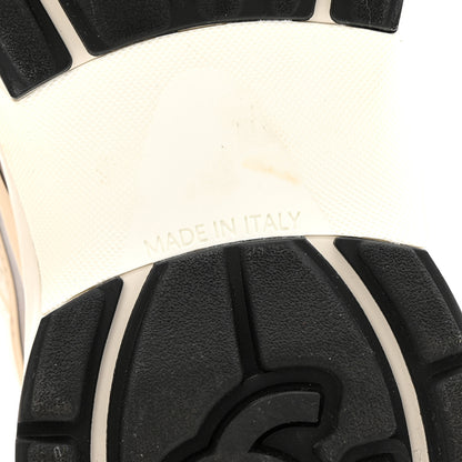 Chanel Fabric Laminated Calfskin Stretch CC Sneakers 37 Ivory White Silver 8 of 14