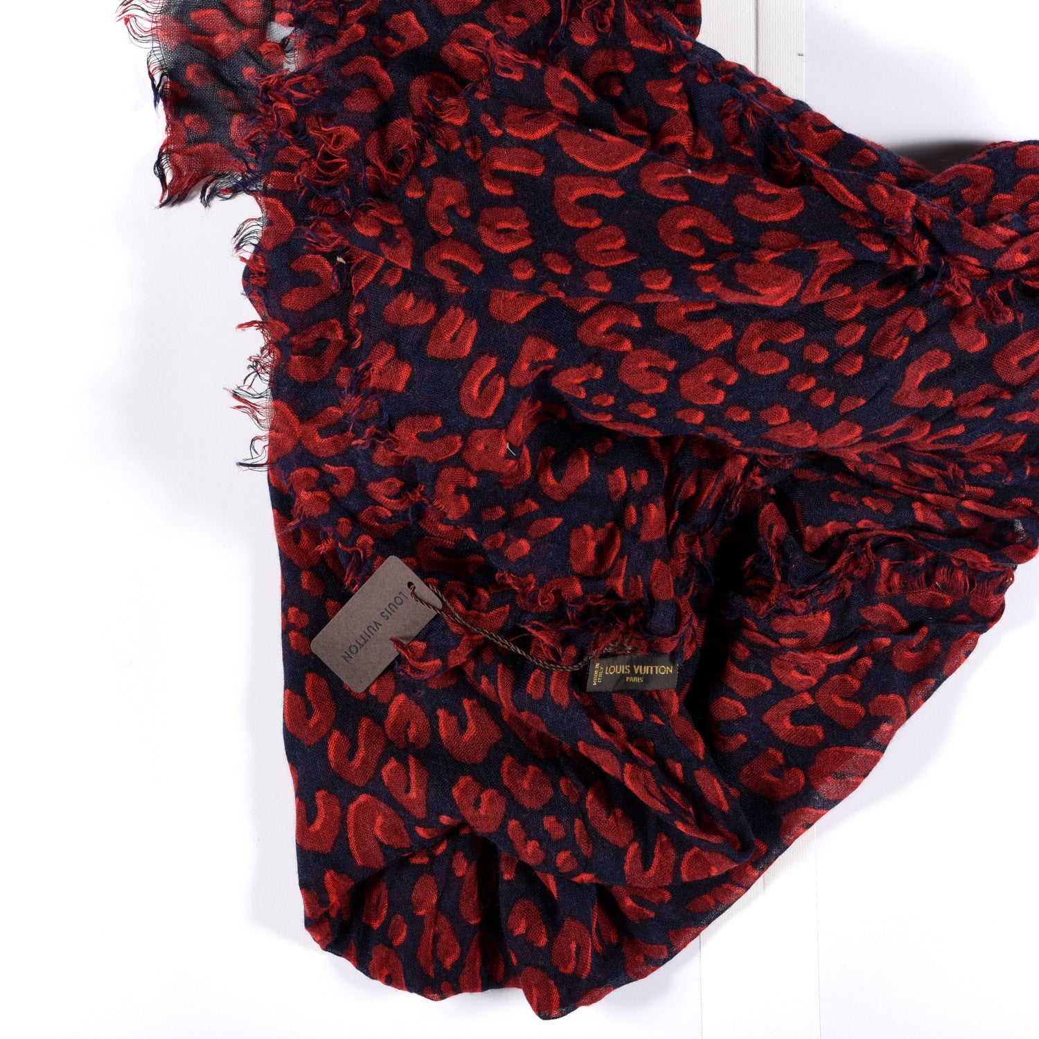 Louis Vuitton Cashmere Silk Leopard Etole Stole Marine 1 of 2