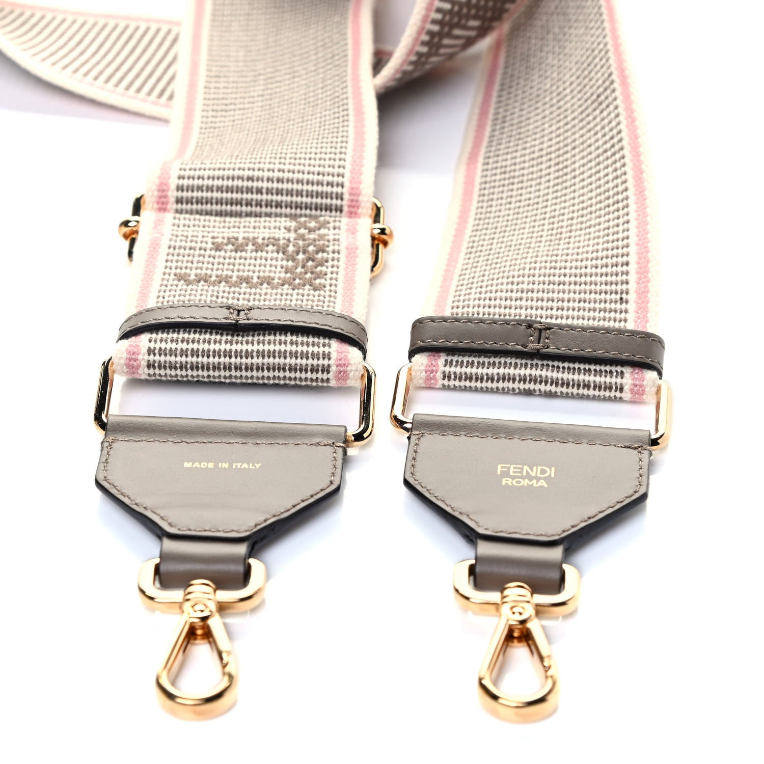 Fendi Cannete Ribbon Poly Vitello King Logo Adjustable Strap You Pergamena Acquerello Tartufo 3 of 4