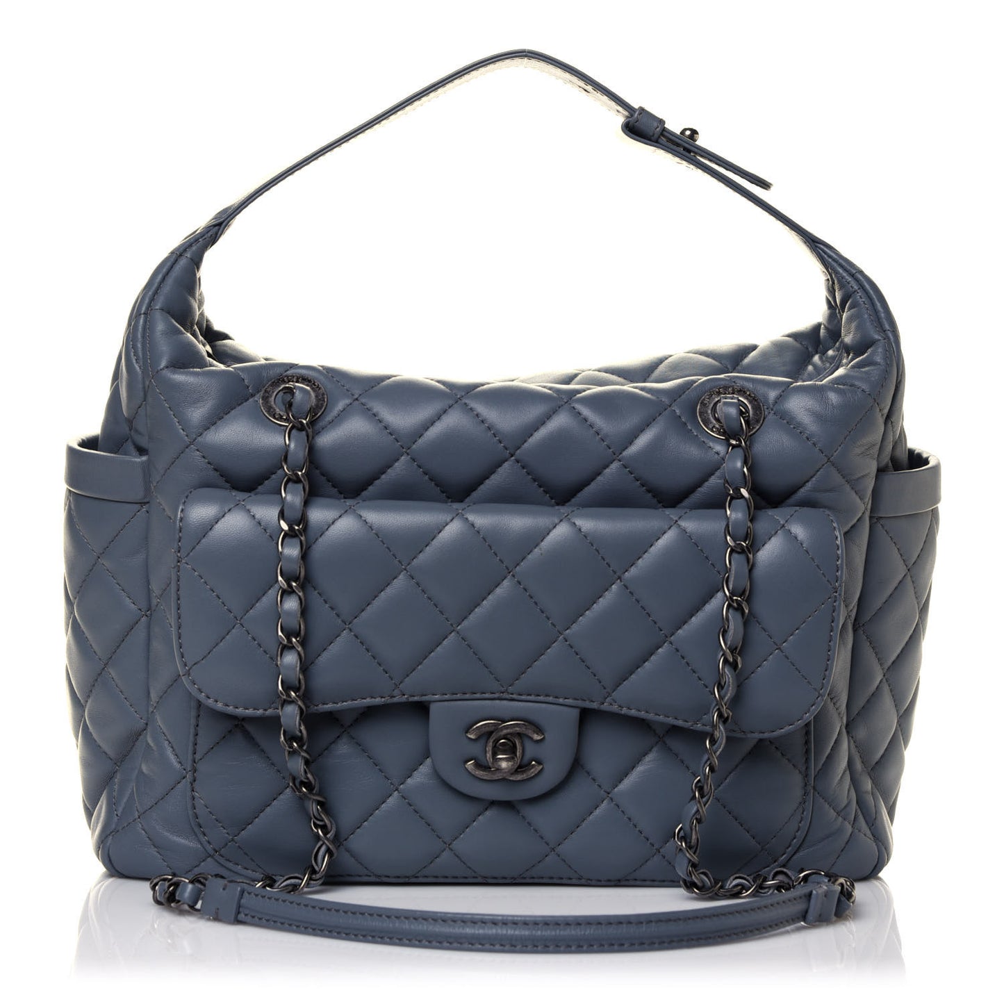Lambskin Quilted Hobo Blue