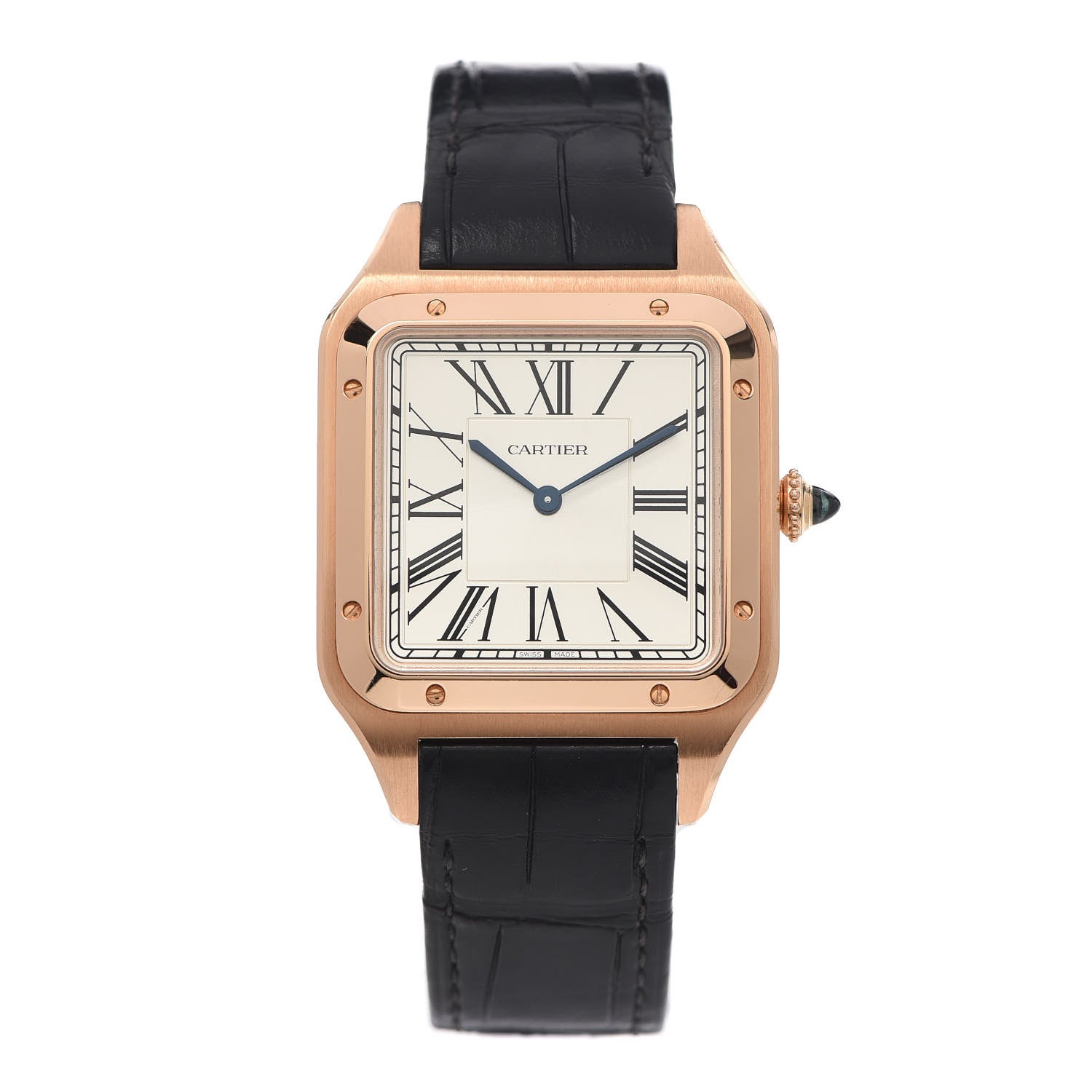 Cartier 18K Pink Gold Alligator 34mm Santos Dumont Watch 1 of 5