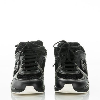 Chanel Suede Quilted CC Sneakers 40.5 Black White 2 of 7