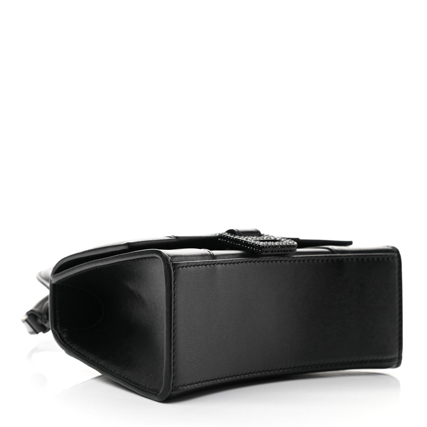 Shiny Box Calfskin Strass Hourglass Top Handle Bag XS Black