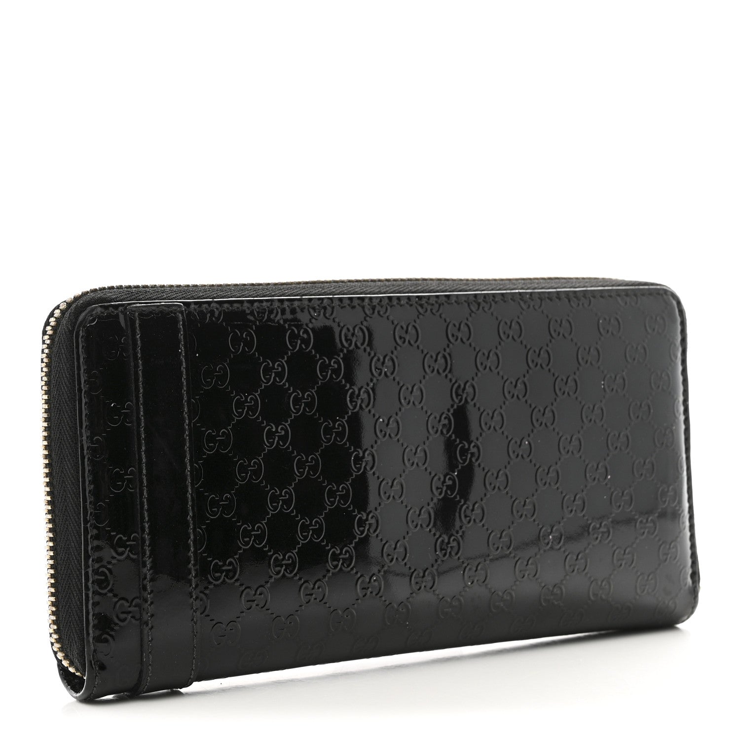 Gucci Patent Microguccissima Nice Zip Around Wallet Black 3 of 9