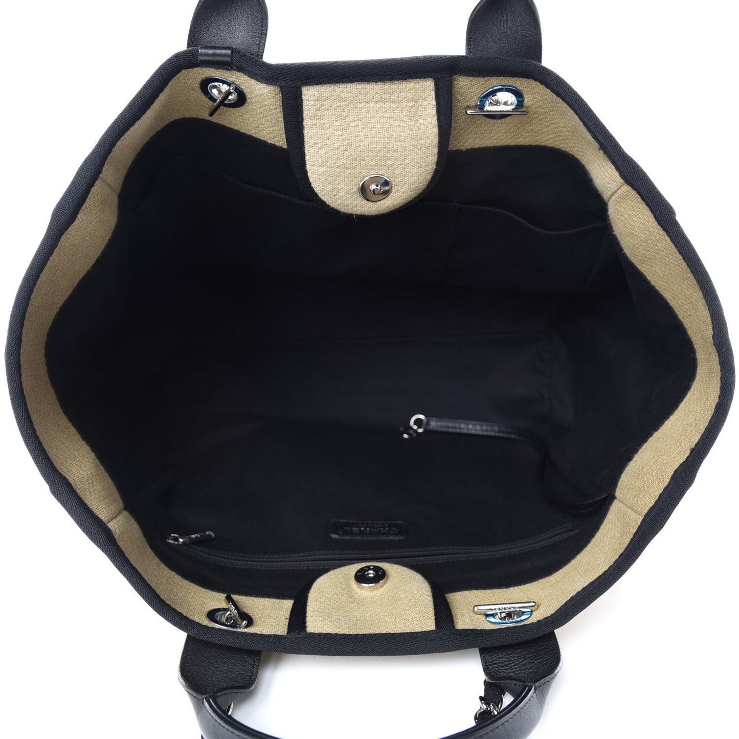 Canvas Medium Deauville Tote Beige Black