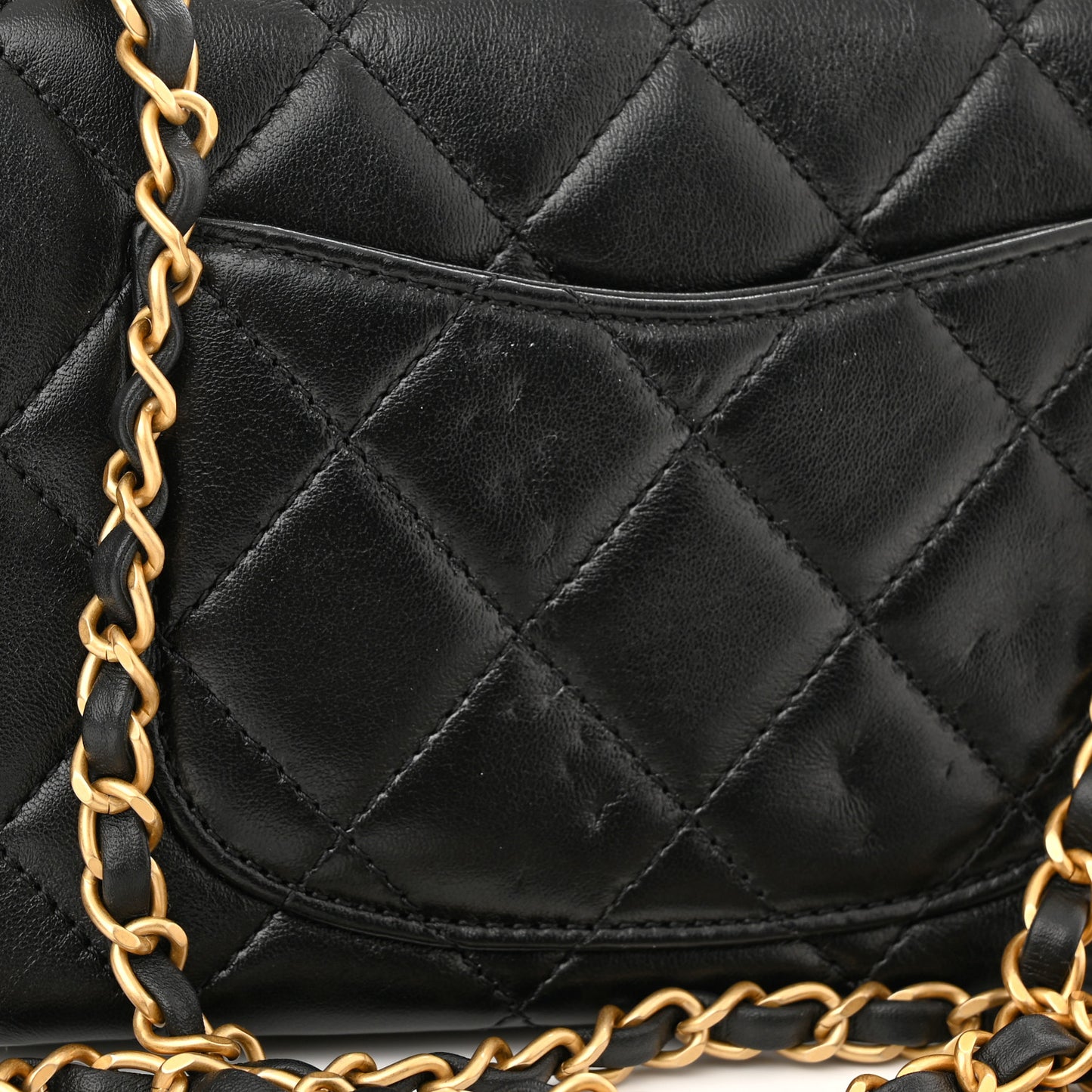 Lambskin Enamel Strass Quilted Mini Paris Monaco Flap Black