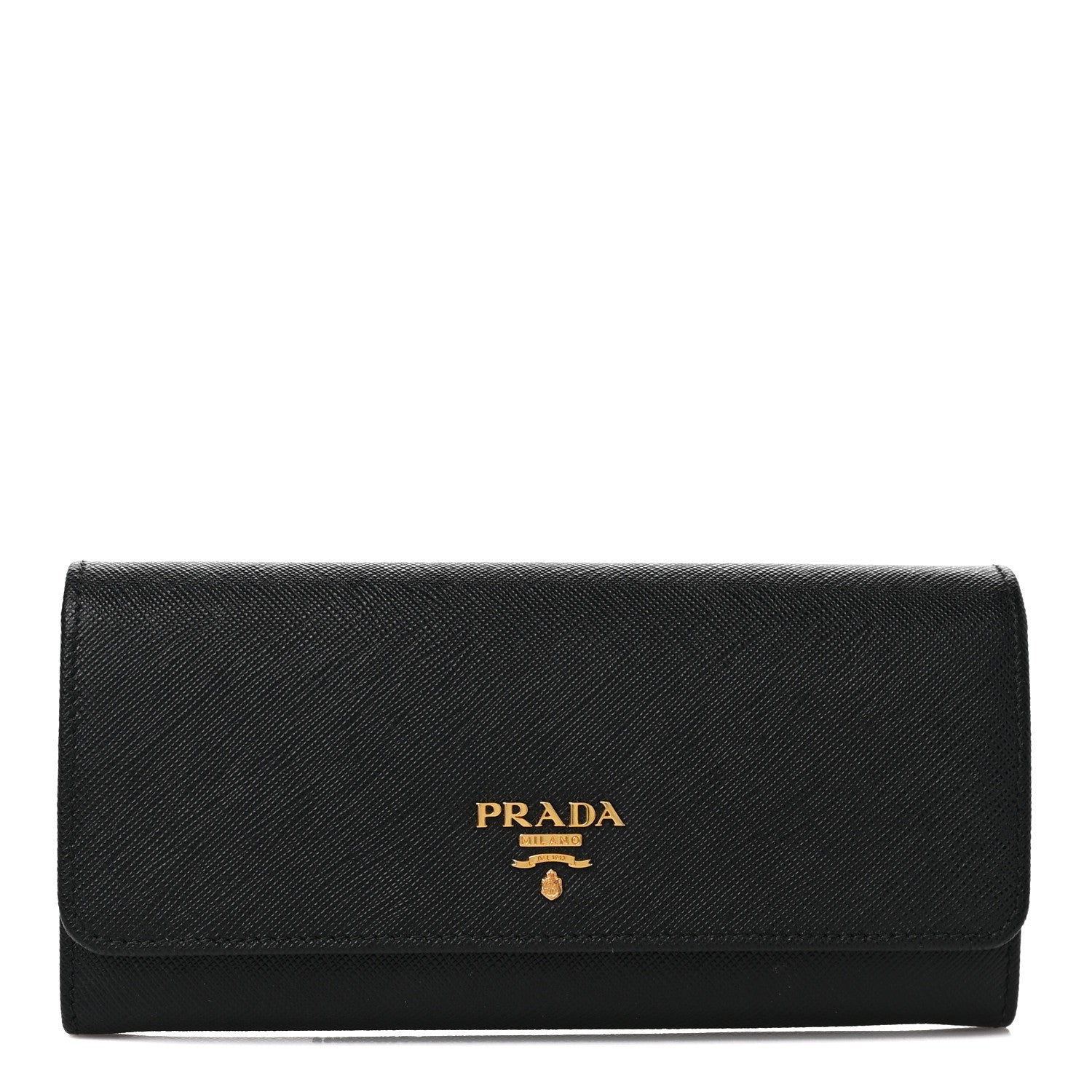 Prada Saffiano Continental Flap Wallet Black Ibisco 2 of 10