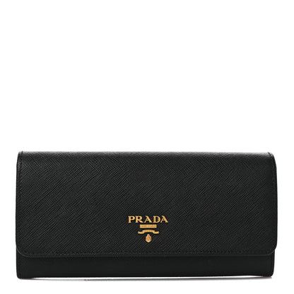 Prada Saffiano Continental Flap Wallet Black Ibisco 2 of 10