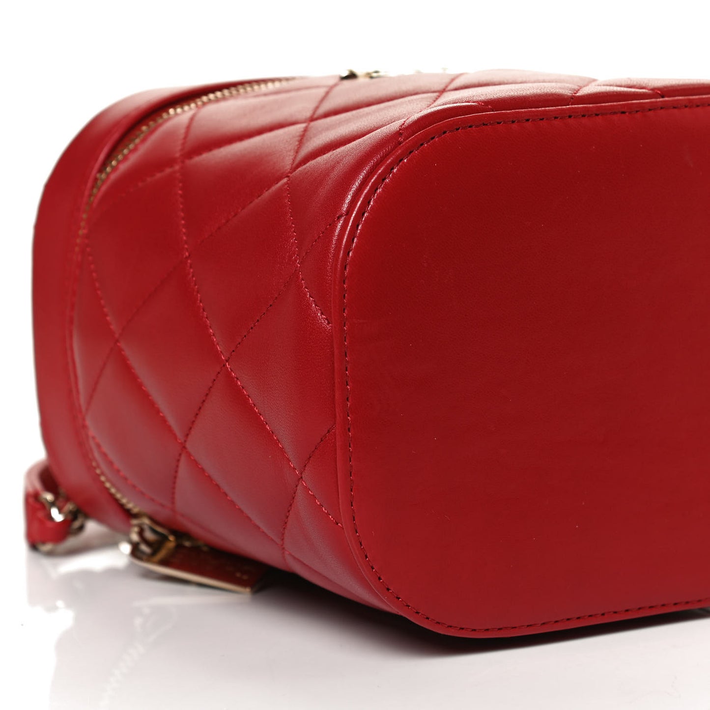 Lambskin Quilted Trendy Vanity Case Red