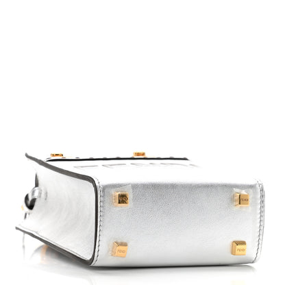 Fendi Vitello Catalan Mirror Plexiglass Mini Fendi Sunshine Shopper Tote Argento 4 of 10