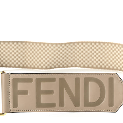 Fendi Ribbon Vitello King Logo Embossed Gingham Woven Adjustable Strap You Beige 6 of 6