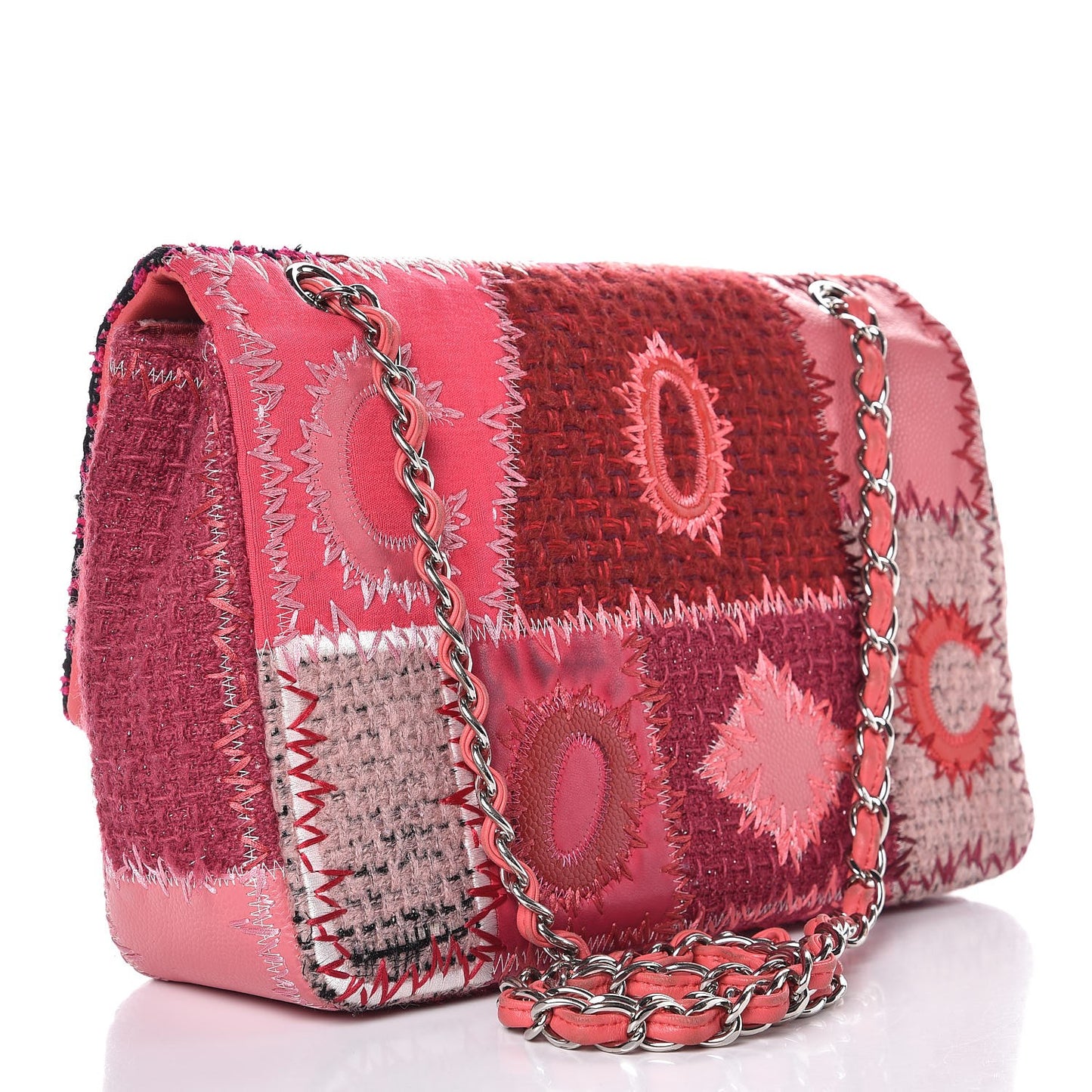 Tweed Patchwork Jumbo Single Flap Pink