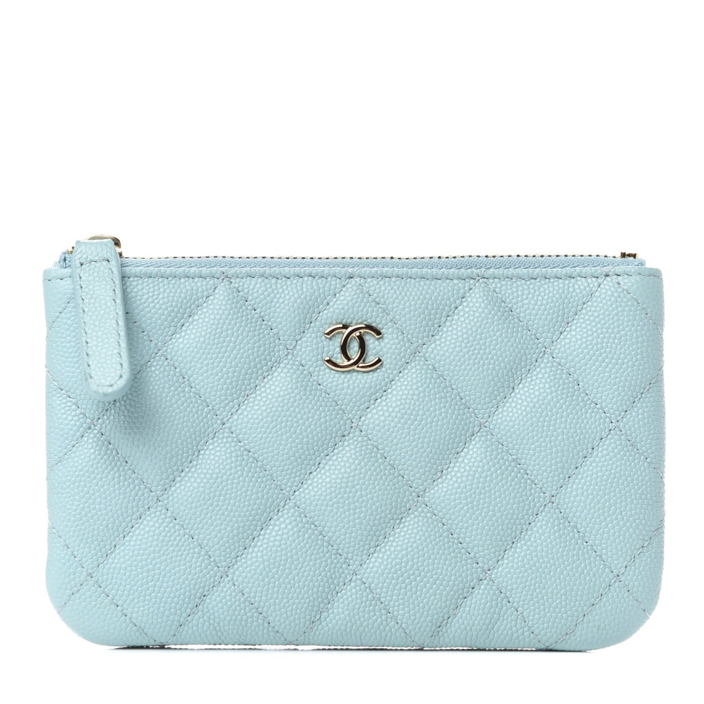 Caviar Quilted Small Cosmetic Case Light Blue
