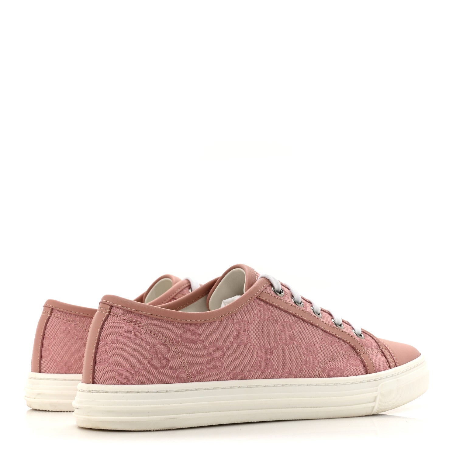 Gucci GG Monogram Calfskin Womens Low Top Sneakers 36.5 Pink Soft Pink 5 of 10