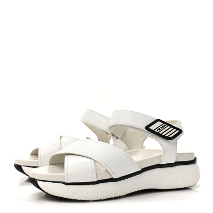 Prada Calfskin Velcro Womens 50mm Sandals 37 White 4 of 11