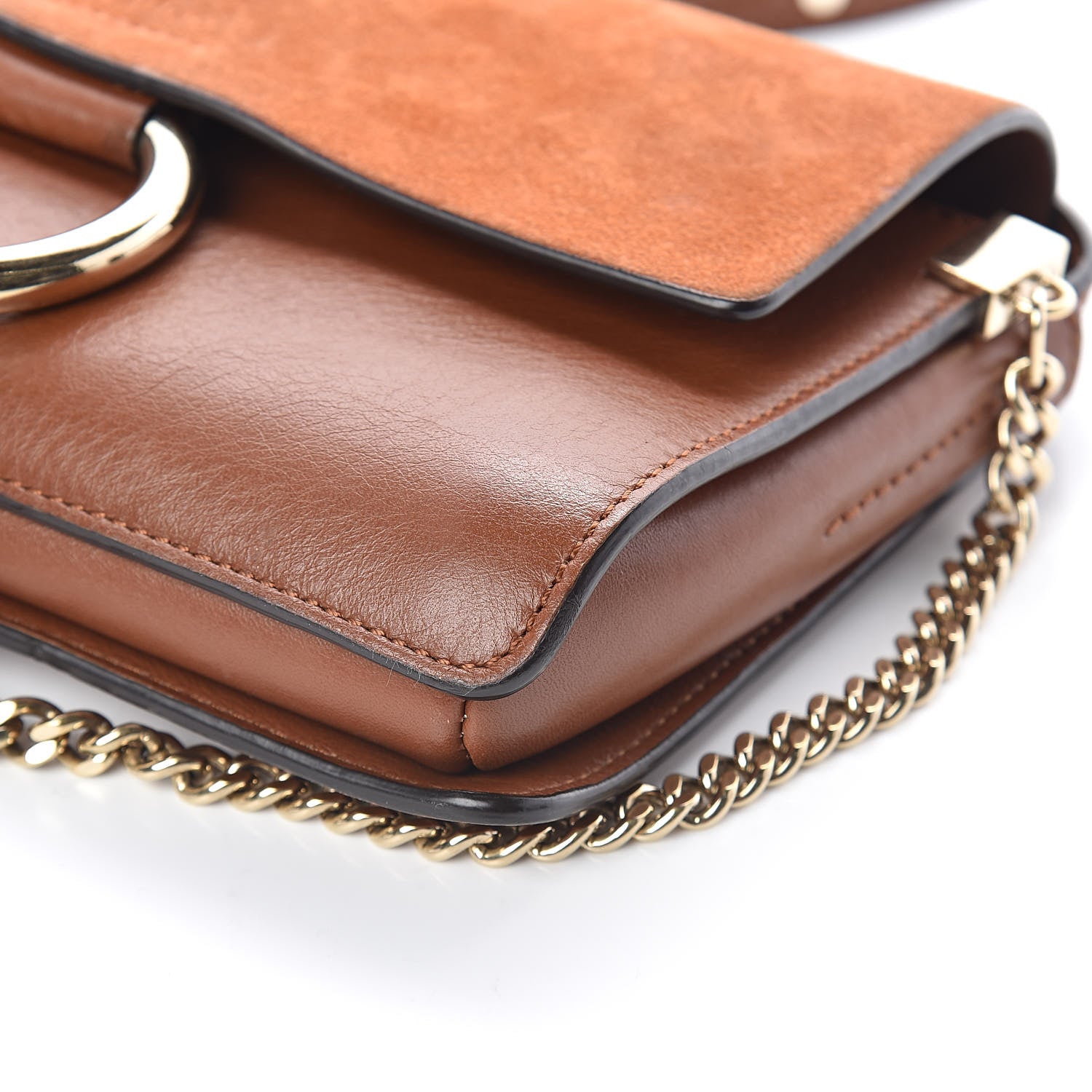 Chloe Suede Calfskin Small Faye Shoulder Bag Tobacco 9 of 9