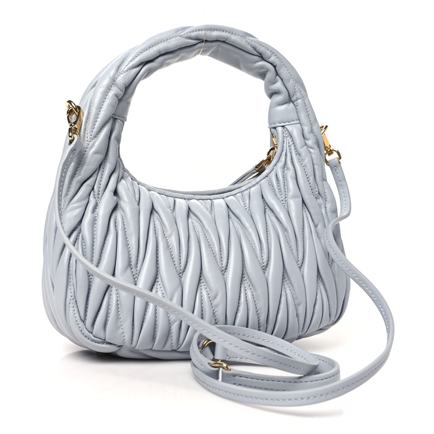 Miu Miu Nappa Matelasse Small Wander Hobo Fiordaliso 2 of 10