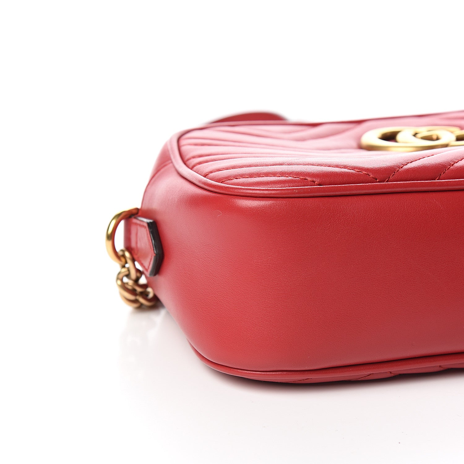 Gucci Calfskin Matelasse Small GG Marmont Chain Shoulder Bag Hibiscus Red 7 of 9