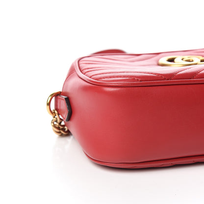 Gucci Calfskin Matelasse Small GG Marmont Chain Shoulder Bag Hibiscus Red 7 of 9