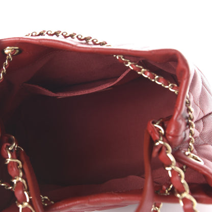 Chanel Caviar Quilted Rolled Up Bucket Drawstring Bag Red 4 of 9