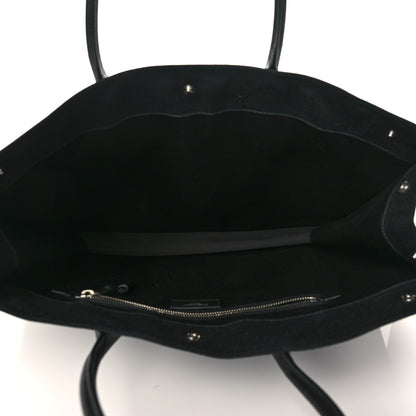 Saint Laurent Raffia Linen Calfskin Rive Gauche Tote Black 5 of 9