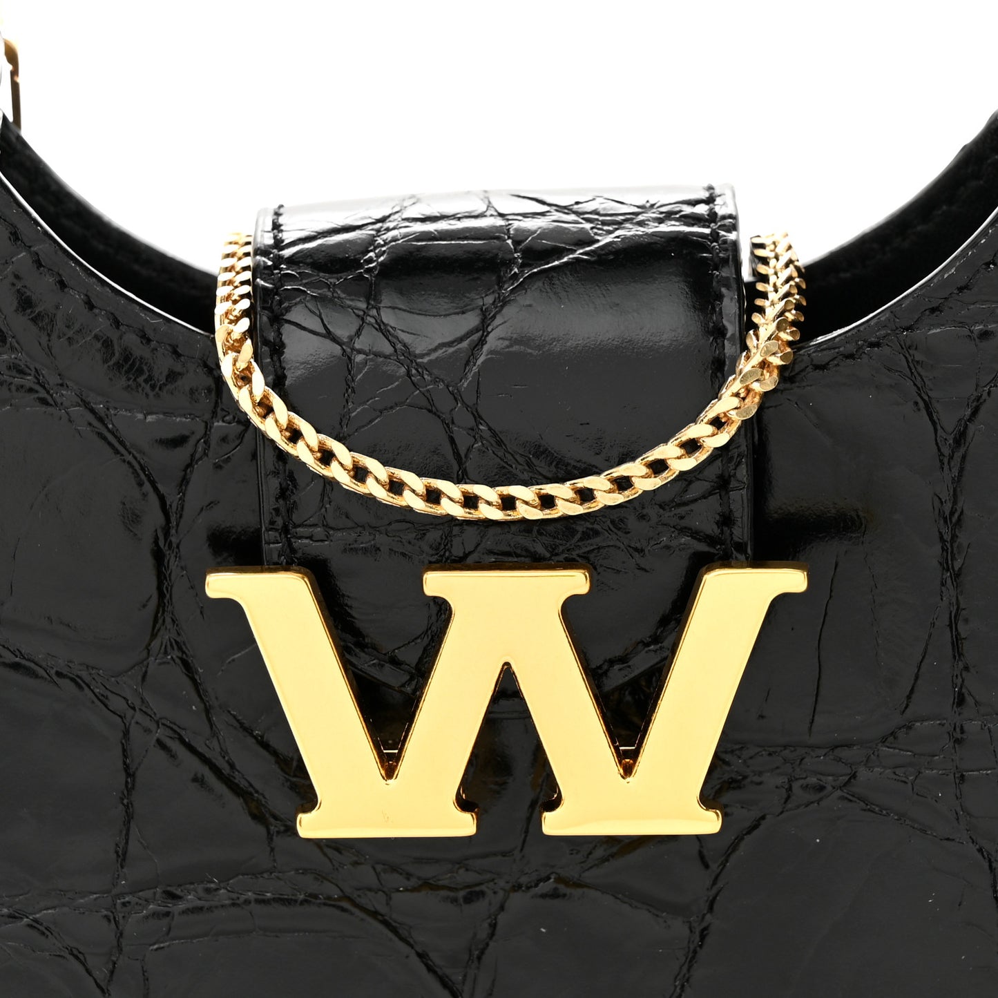 Crocodile Embossed Calfskin Micro Legacy Hobo Black