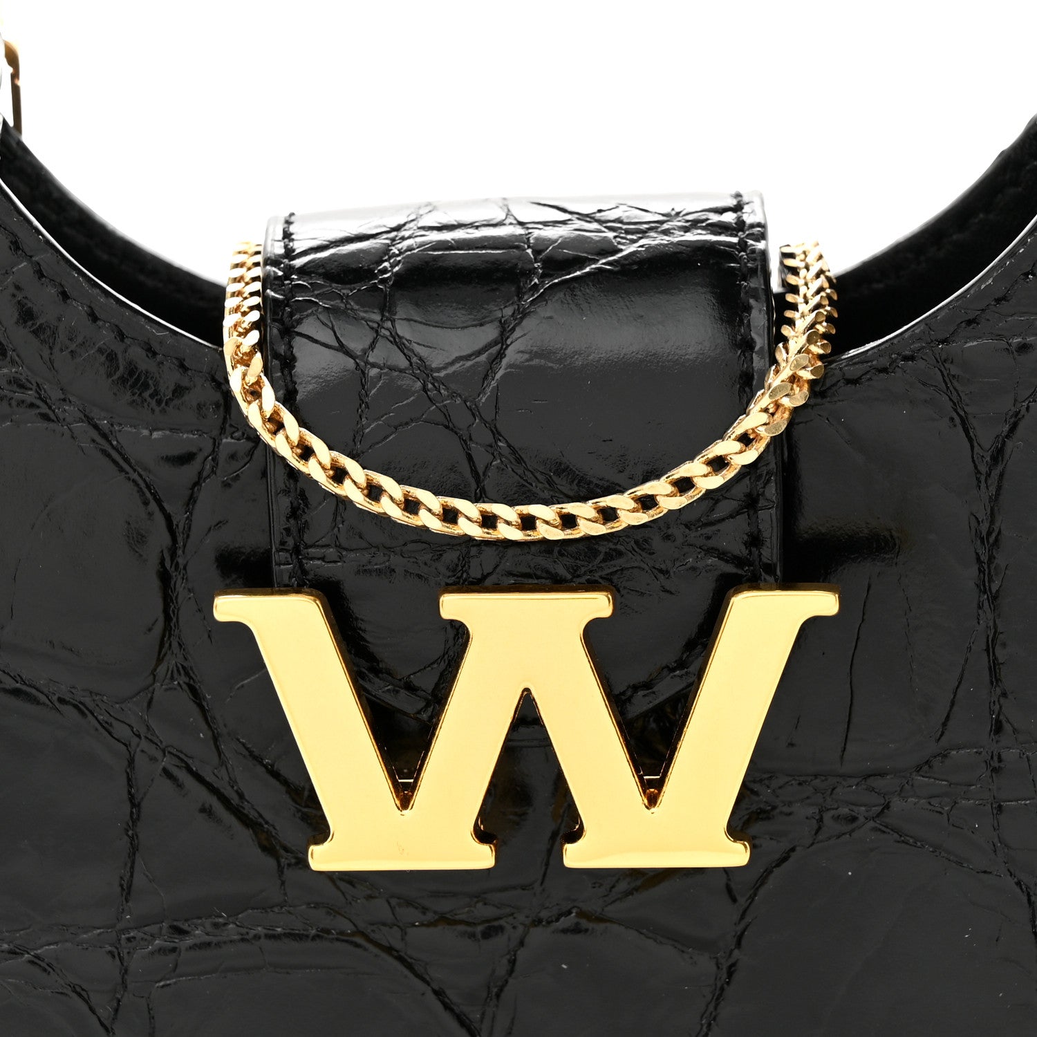 Alexander Wang Crocodile Embossed Calfskin Micro Legacy Hobo Black 8 of 13
