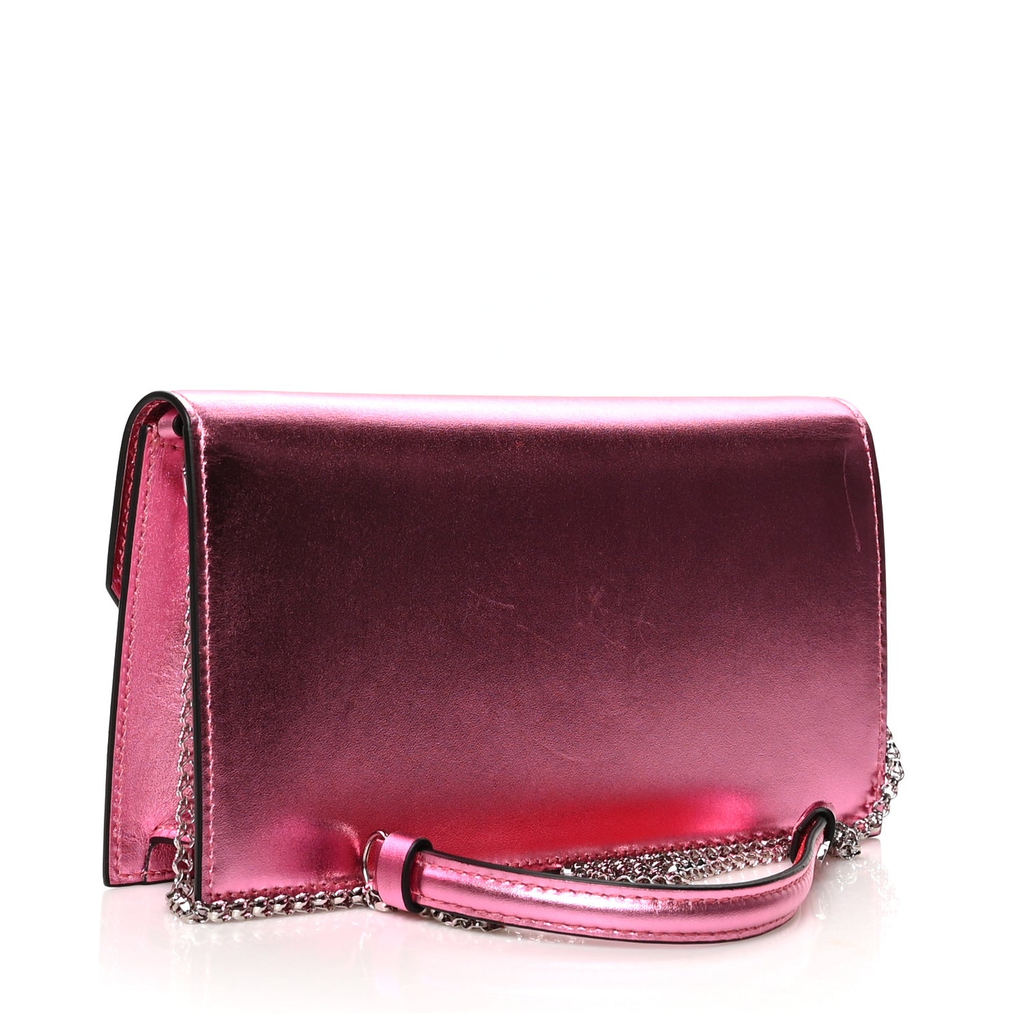 Metallic Calfskin Loubi54 Crossbody Clutch Pink