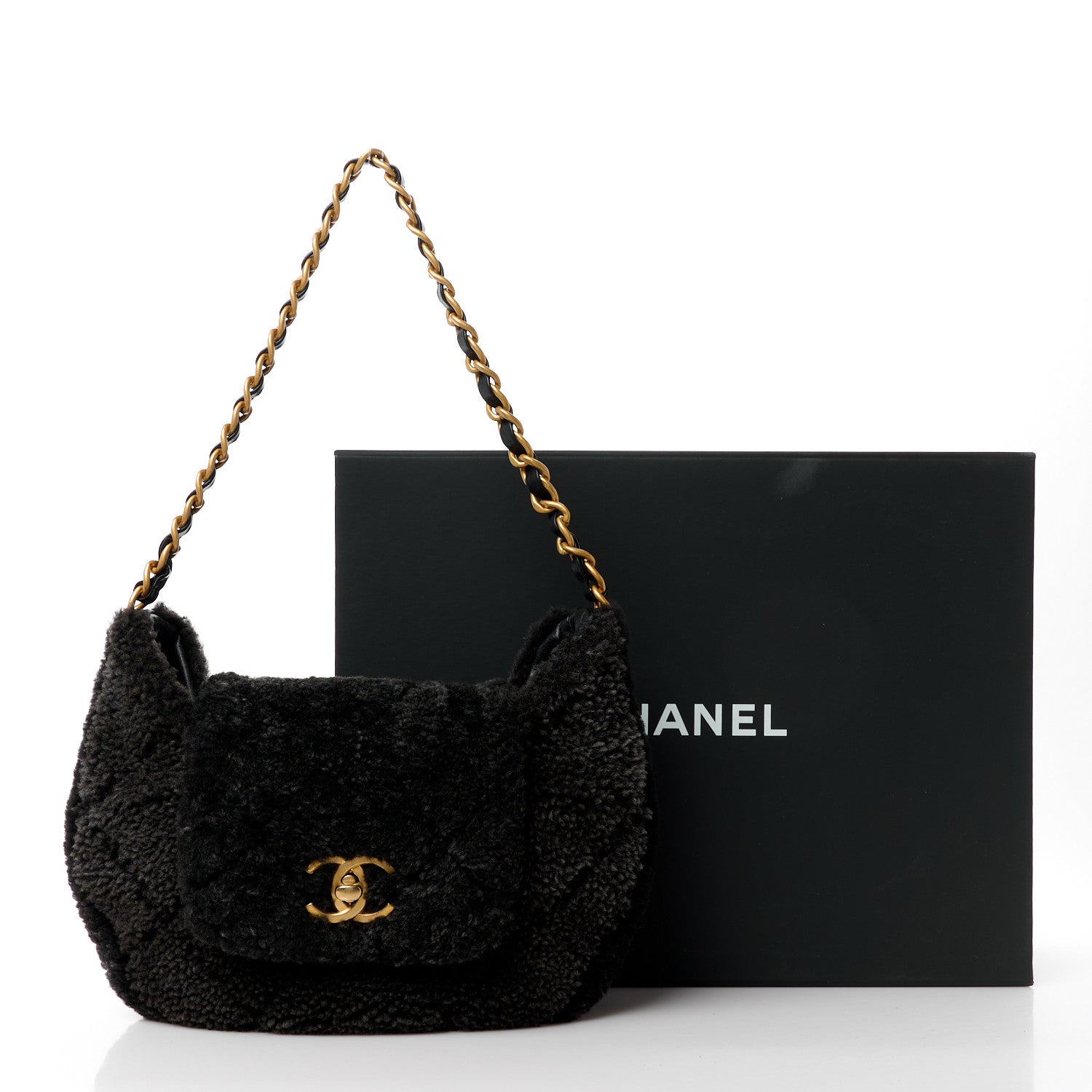 Chanel Shearling Quilted Hobo Black 12 of 12