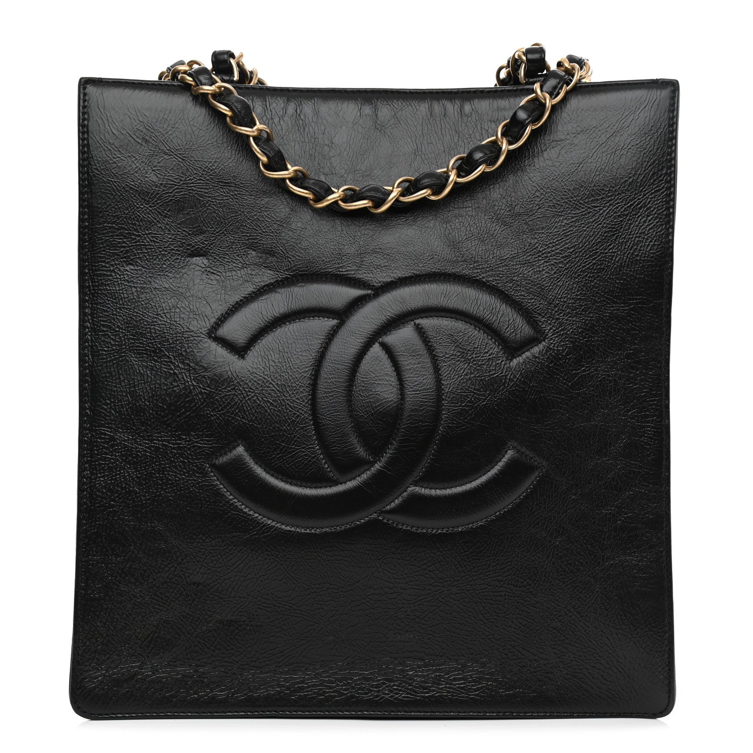 Chanel Shiny Aged Calfskin North South Shopping Bag Black 1 of 14