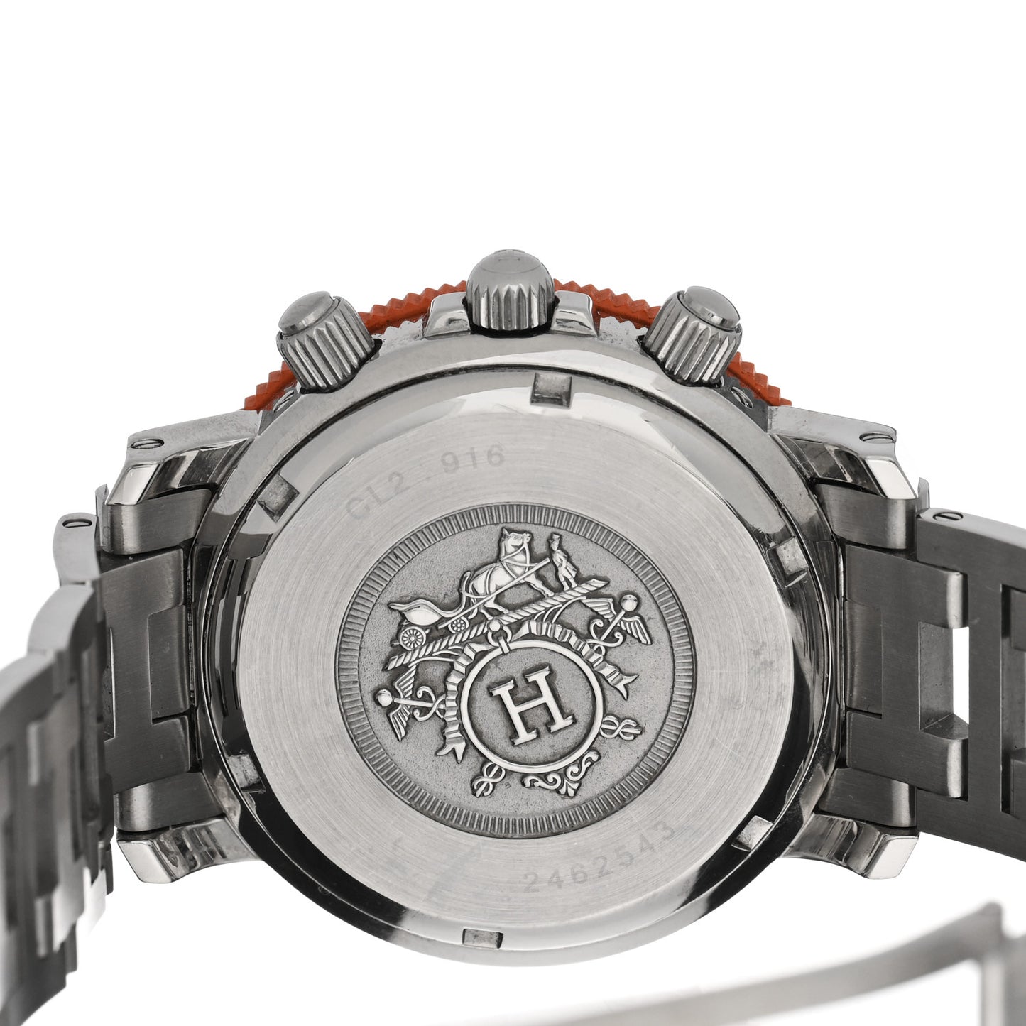 Stainless Steel 39mm Clipper Chronograph Quartz Watch Orange