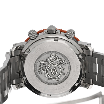 Hermes Stainless Steel 39mm Clipper Chronograph Quartz Watch Orange 4 of 5