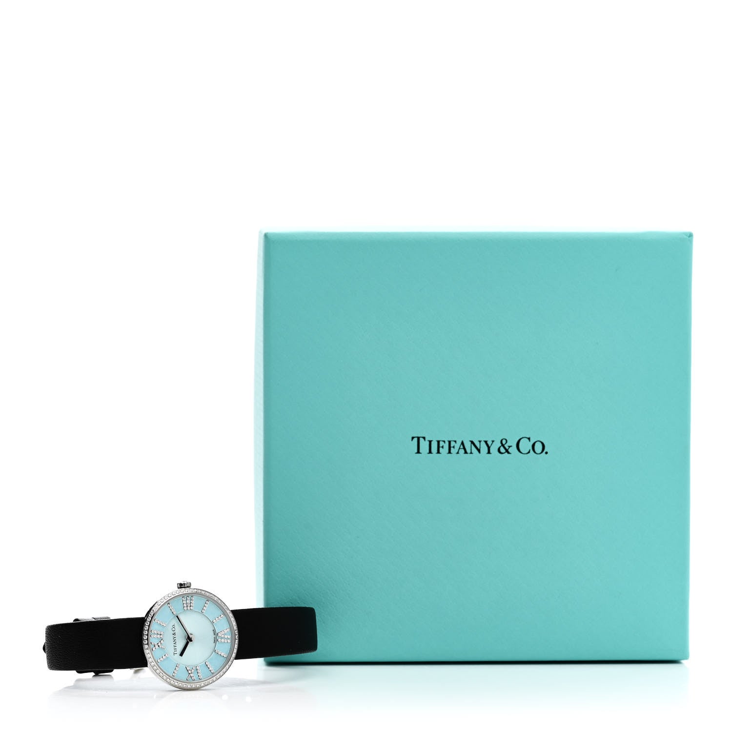 Tiffany Stainless Steel Calfskin Diamond Bezel 24mm Atlas 2-Hand Quartz Watch Tiffany Blue 5 of 5
