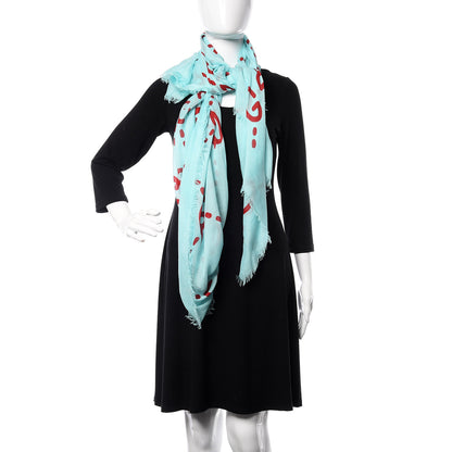 Gucci Modal Silk GG Writers Shawl Bluette Red 2 of 4